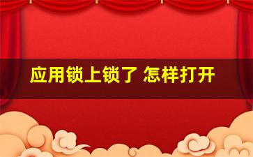 应用锁上锁了 怎样打开